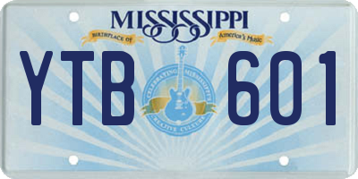 MS license plate YTB601
