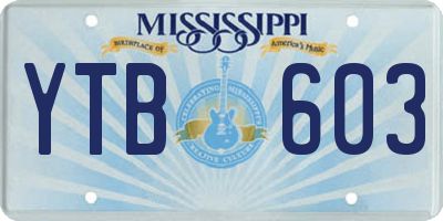 MS license plate YTB603