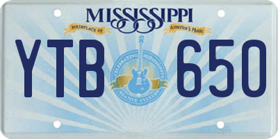 MS license plate YTB650