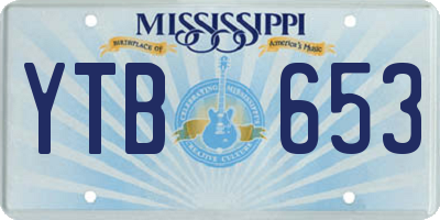 MS license plate YTB653