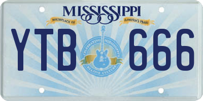 MS license plate YTB666