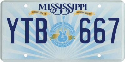 MS license plate YTB667