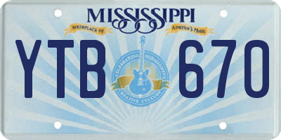MS license plate YTB670