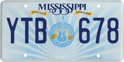 MS license plate YTB678