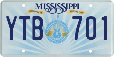 MS license plate YTB701