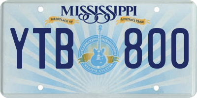 MS license plate YTB800