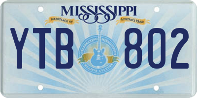 MS license plate YTB802