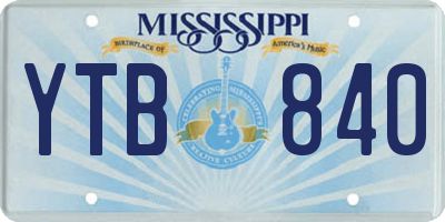 MS license plate YTB840