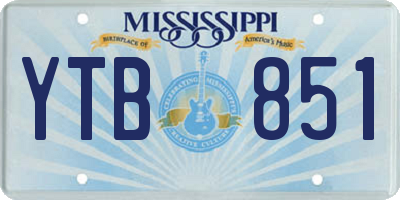 MS license plate YTB851