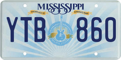 MS license plate YTB860