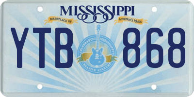 MS license plate YTB868
