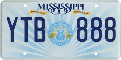 MS license plate YTB888