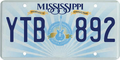 MS license plate YTB892