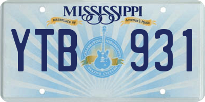 MS license plate YTB931