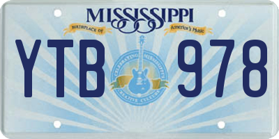 MS license plate YTB978