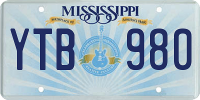 MS license plate YTB980