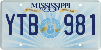 MS license plate YTB981