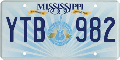 MS license plate YTB982