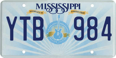 MS license plate YTB984