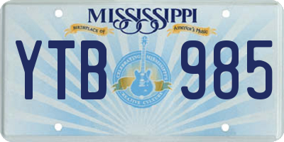 MS license plate YTB985
