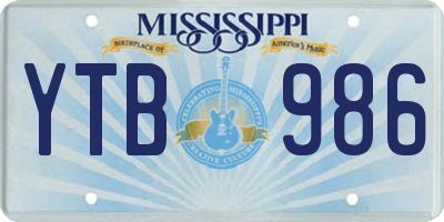 MS license plate YTB986