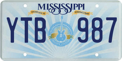 MS license plate YTB987