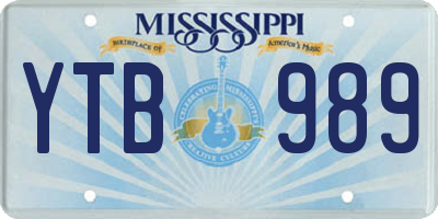 MS license plate YTB989