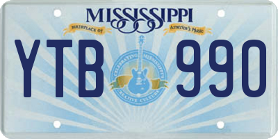 MS license plate YTB990