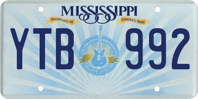 MS license plate YTB992