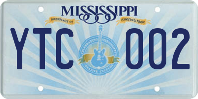MS license plate YTC002