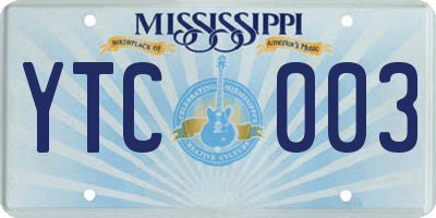 MS license plate YTC003