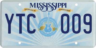 MS license plate YTC009