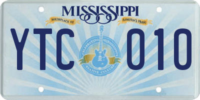 MS license plate YTC010