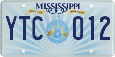 MS license plate YTC012
