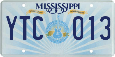 MS license plate YTC013
