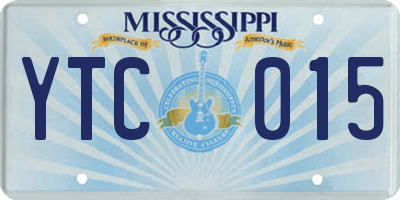 MS license plate YTC015
