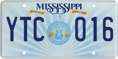 MS license plate YTC016