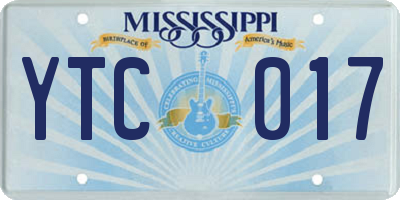 MS license plate YTC017