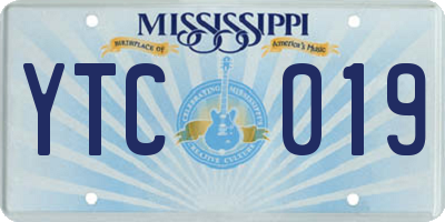 MS license plate YTC019