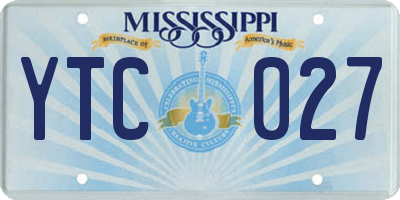 MS license plate YTC027