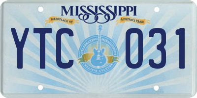 MS license plate YTC031