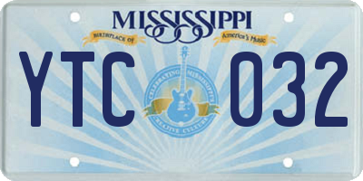 MS license plate YTC032