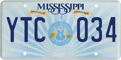 MS license plate YTC034