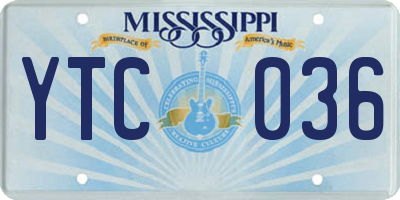 MS license plate YTC036
