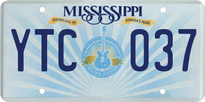 MS license plate YTC037