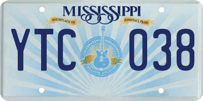 MS license plate YTC038