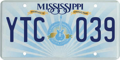 MS license plate YTC039