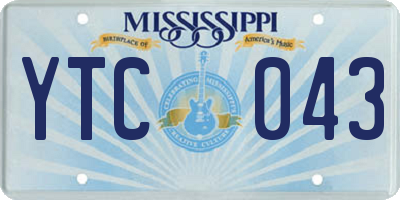 MS license plate YTC043