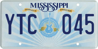 MS license plate YTC045
