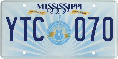 MS license plate YTC070